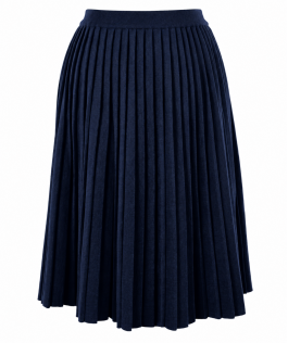 Fustă plisată midnight blu din lână 75 cm
